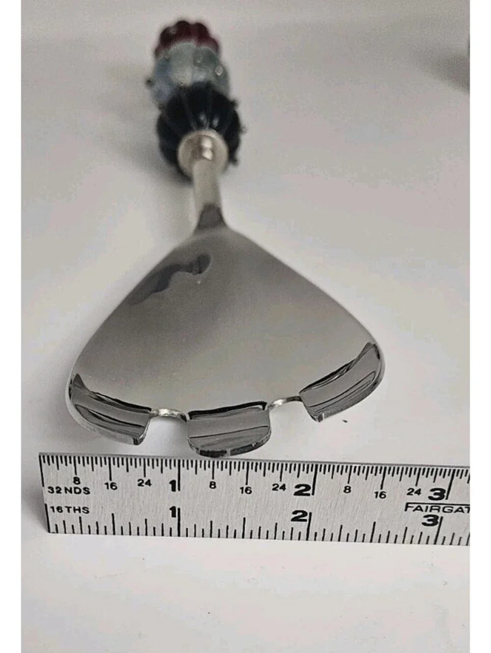 2 Piece Stainless Steel Salad Servers Set Glass Bead Handles Made In India